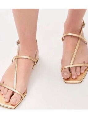 Joie Glory Gold Strappy Square-Toe Women's Sandals Size 8.5